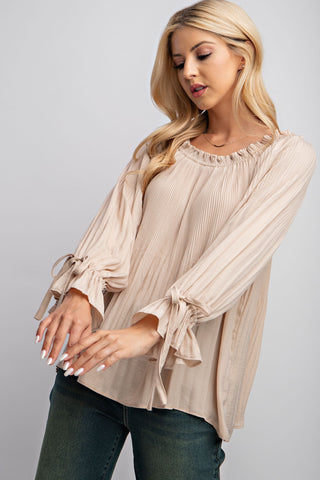 Pleated Satin Blouse