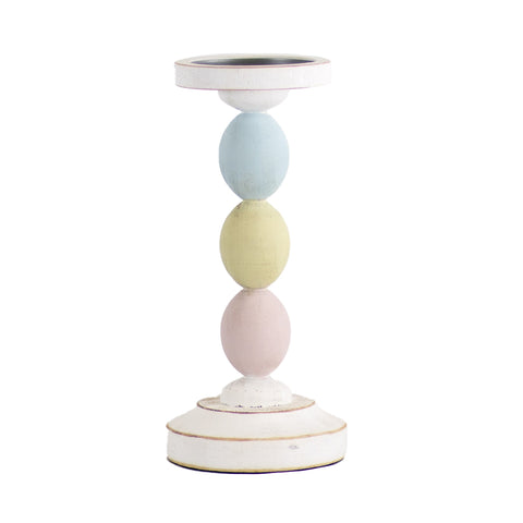 Egg Candle Holder White/Multi 10"