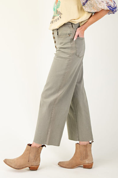 WIDE LEG TWILLTROUSER | Faded Olive