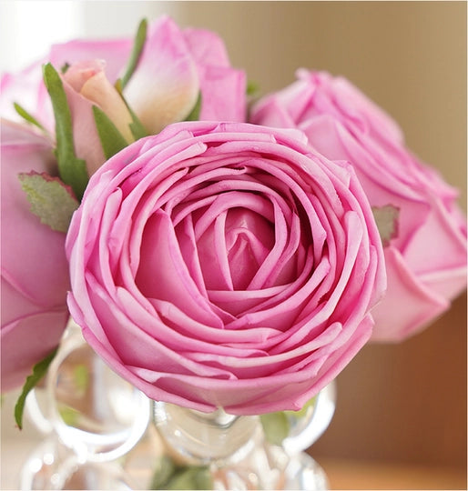 6-stem Bundle-Real Touch Rose Bouquet | Begonia Fuchsia