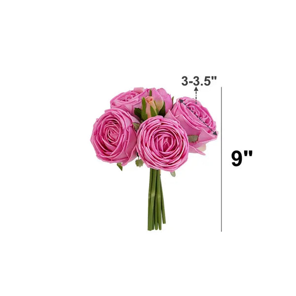 6-stem Bundle-Real Touch Rose Bouquet | Begonia Fuchsia