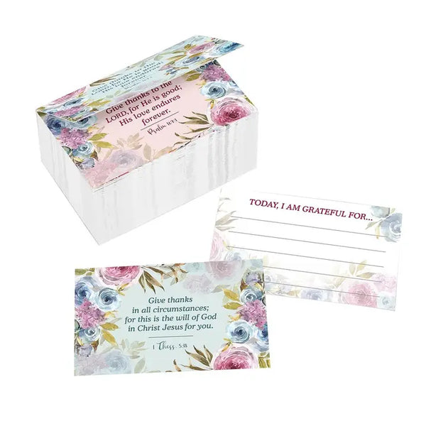 Give Thanks Pink Ranunculus Glass Gratitude Jar w/ Cards