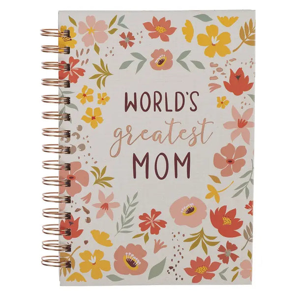 Peach Floral World's Greatest Mom Wirebound-Journal
