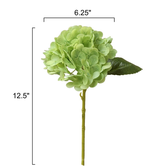 12.5"Real Touch Lifelike Hydrangea-6”Bloom | Fresh Soft Green