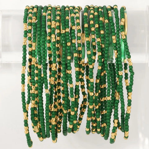 2mm Stretch Beaded Game Day Bracelets| Green