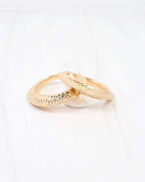 Greensboro Hammered Hoop Earring | Worn Gold