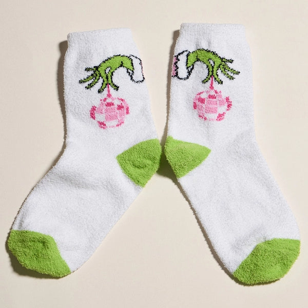 4Pairs -Green Monster Grinch Christmas Bundle Socks Set