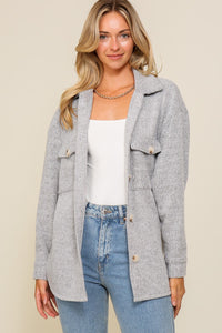 Cozy Brushed Waffle Oversized Shacket | H. Grey