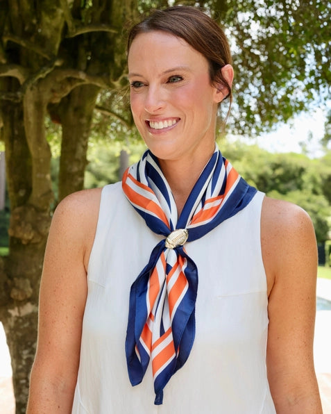 Harper Striped Scarf Medium Navy Orange