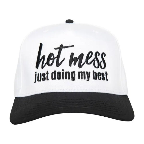 Hot Mess Just Doing My Best Two-Toned Vintage Hat Grad Gift | Black and White