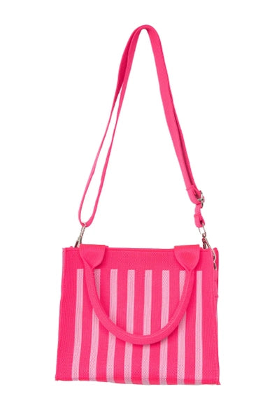 Hot Pink Striped Mini Tote Handbag