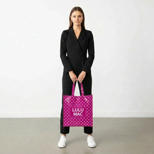 Lulu Mac Reusable Tote| Hot Pink White Dots