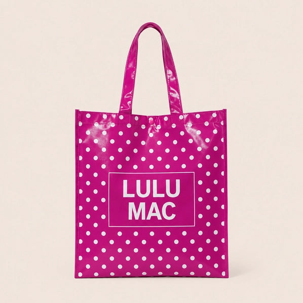 Lulu Mac Reusable Tote| Hot Pink White Dots