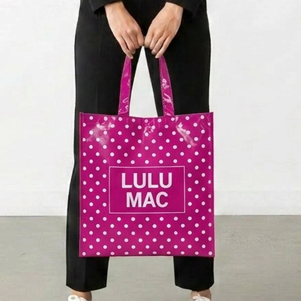 Lulu Mac Reusable Tote| Hot Pink White Dots