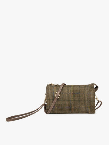 Riley Plaid 3 Compartment Crossbody/Wristlet | Brown/Green