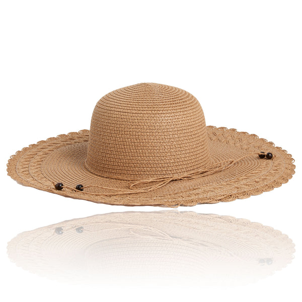 Sun Hat Gaby Woven Scalloped Wide Brim | Natural