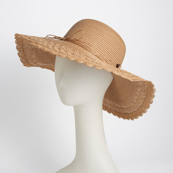 Sun Hat Gaby Woven Scalloped Wide Brim | Natural