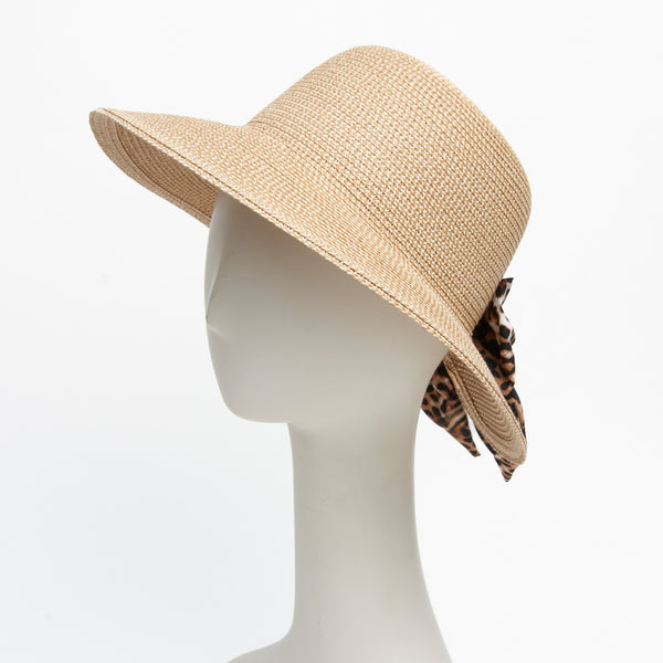 Sun Hat Boho Wide Brim with Bow | Animal Print
