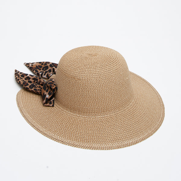 Sun Hat Boho Wide Brim with Bow | Animal Print