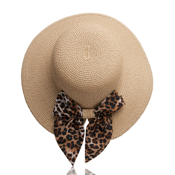 Sun Hat Boho Wide Brim with Bow | Animal Print
