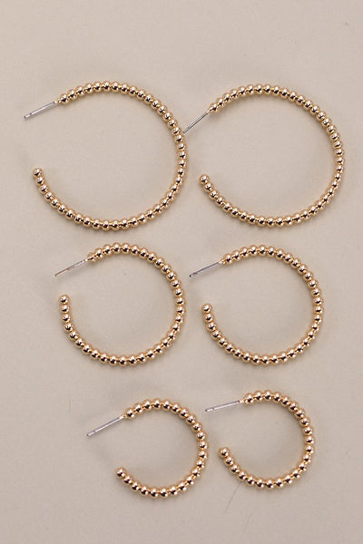 Ball Hoop Trio in 3 Size Earrings