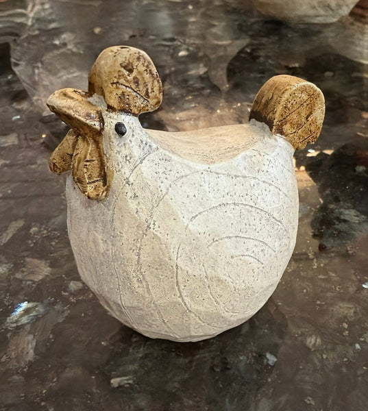 Carved Look Resin Chicken Sitter