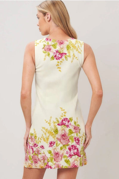 A Printed Woven Mini Dress - Ivory