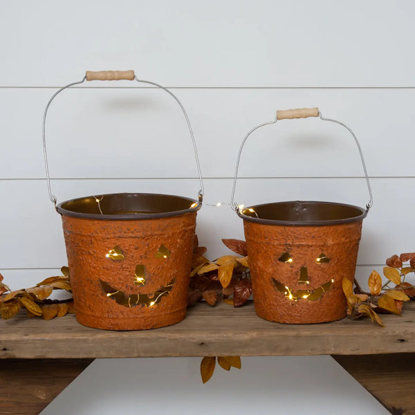Metal Jack O' Lantern Buckets