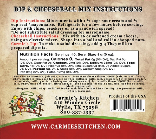 Carmie's Kitchen Jalapeno Ranch Dip Mix