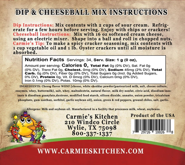 Carmie's Kitchen Jalapeno Cheddar Dip Mix