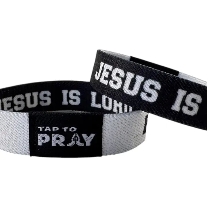 Tap To Pray™ Wristbands -Jesus is Lord / Powered by Faith |4 Sizes