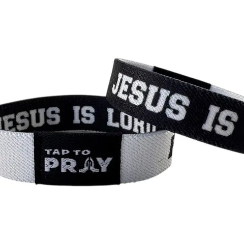 Tap To Pray™ Wristbands -Jesus is Lord / Powered by Faith |4 Sizes