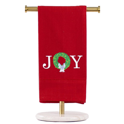 Grand Joy Wreath Hemstitch Hand Towel