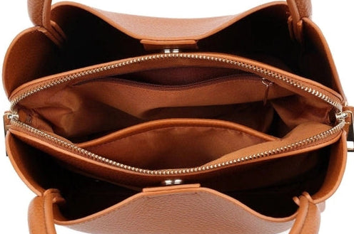 Clara 3 Compartment Satchel/Crossbody Bag | Light Beige