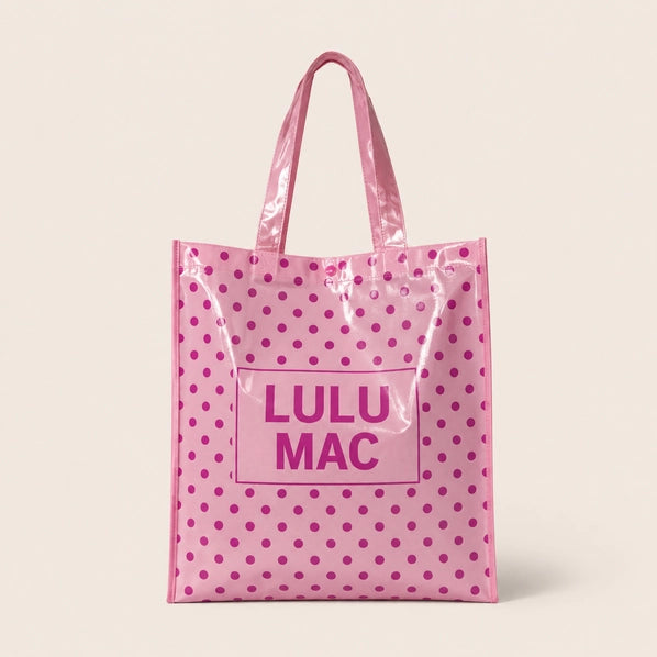 Lulu Mac Reusable Tote| Light Pink Hot Pink Dots