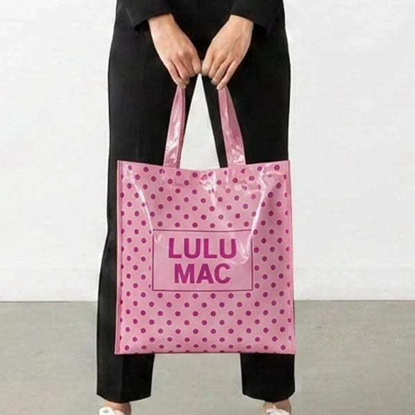 Lulu Mac Reusable Tote| Light Pink Hot Pink Dots