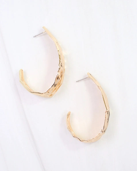 Livorno Textured Hoop Water Resistant Earrings| Gold