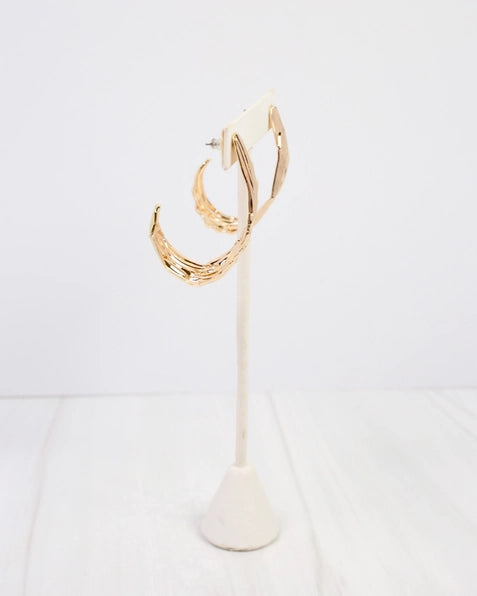 Livorno Textured Hoop Water Resistant Earrings| Gold