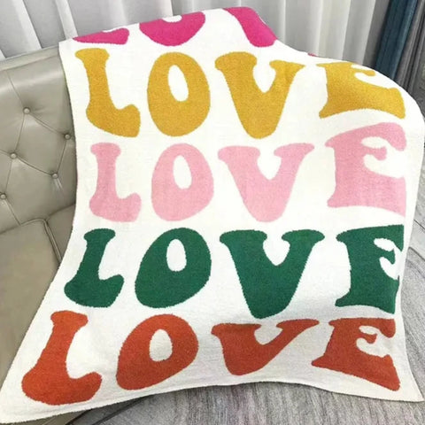 Multi Color Love Reversible Throw Blanket