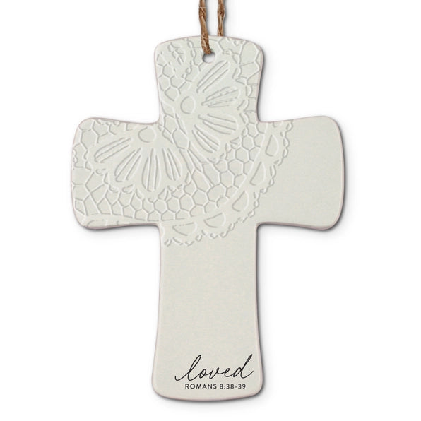 Cross Lace Loved Christmas Ornament