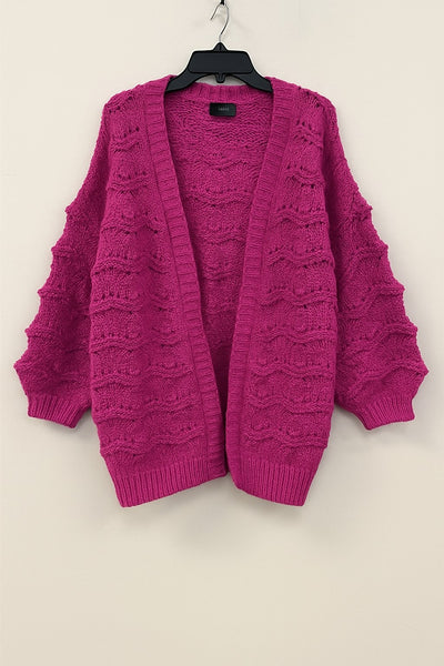 Golden Harvest Chunky Knit Cardigan | Magenta