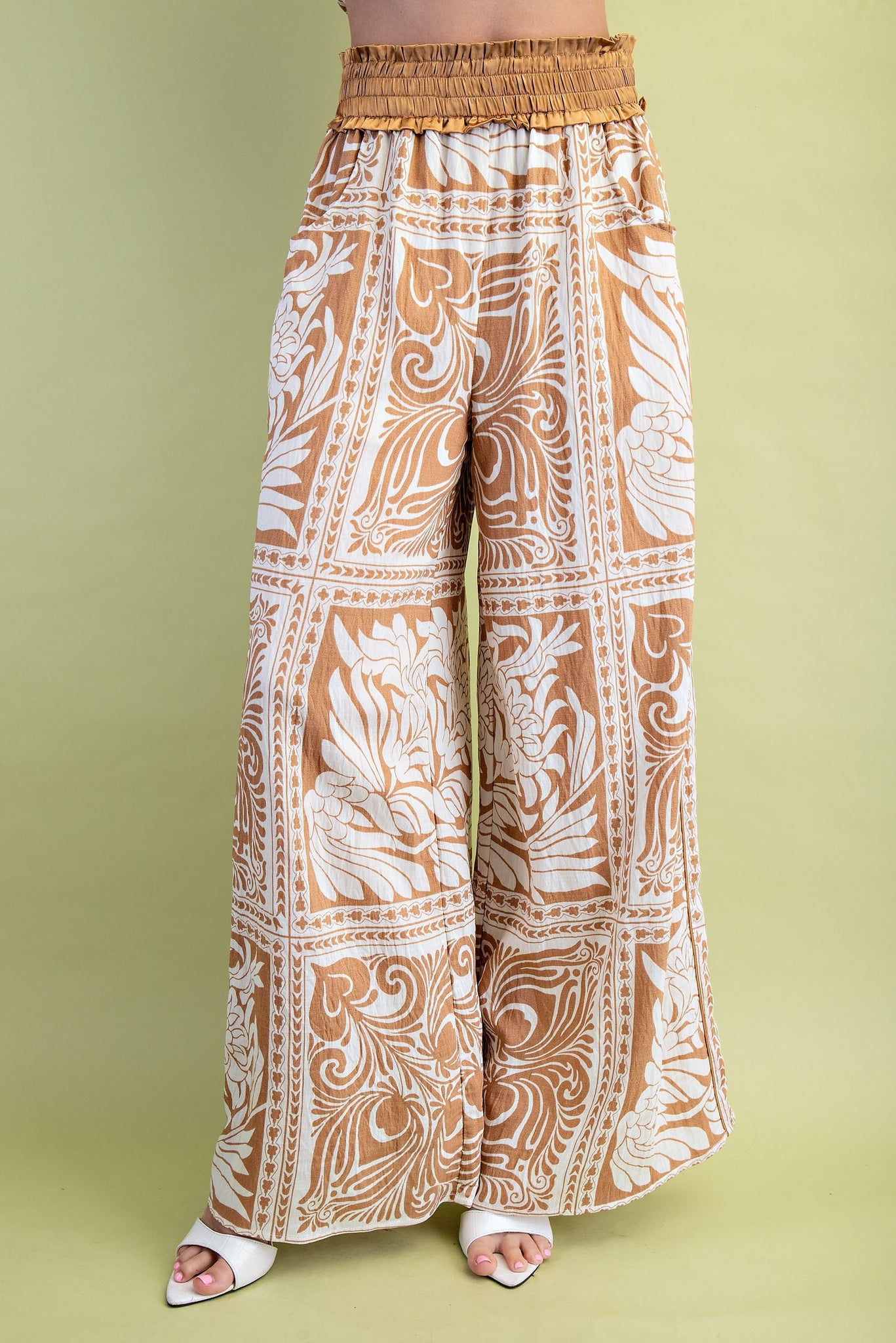 Marbled Bandanna Print Wide Leg Pants