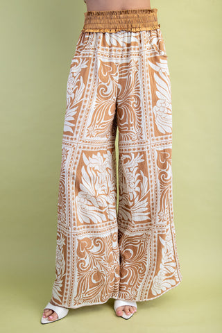 Marbled Bandanna Print Wide Leg Pants