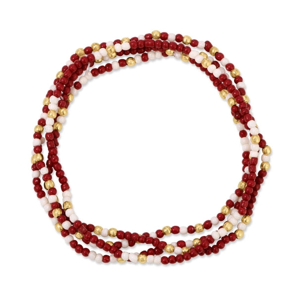 2mm Stretch Beaded Game Day Bracelets| Maroon/White