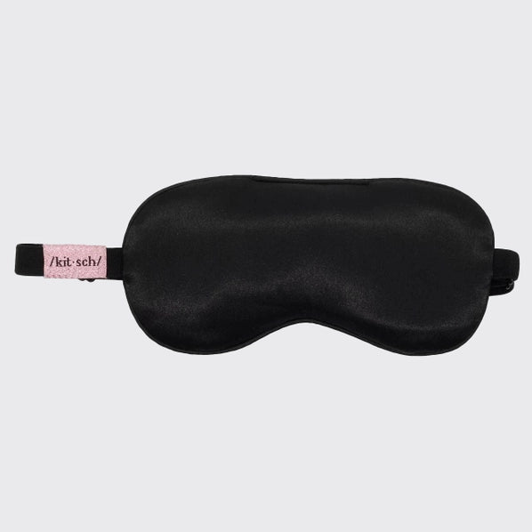 The Lavender Weighted Satin Eye Mask-Black