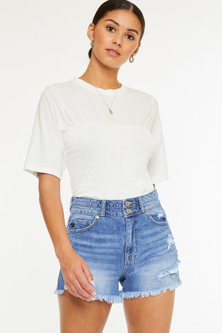 High Rise Mom Denim Shorts |MEDIUM WASH
