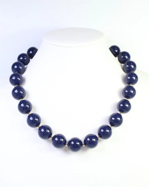 Megan Beaded Necklace | Navy
