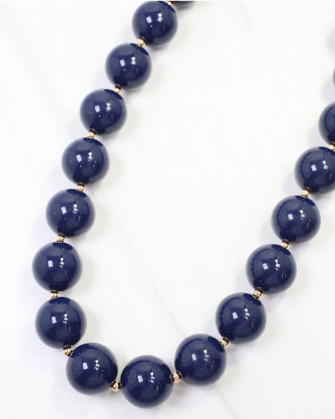 Megan Beaded Necklace | Navy