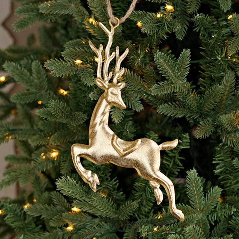 Dazzling Gold Metal Deer Ornament