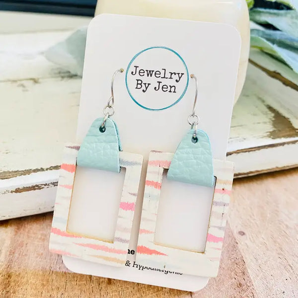 Mia Earrings | Coral Taffy & Baby Blue